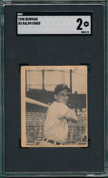 1948 Bowman #3 Ralph Kiner SGC 2 *Rookie*