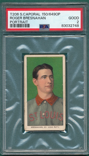 1909-1911 T206 Bresnahan, Portrait, Sweet Caporal Cigarettes PSA 2