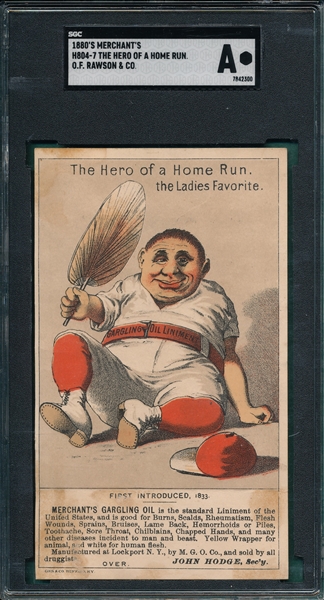 1880s H804-7 The Hero of a Home Run, Merchants LA NORMA CIGAR, SGC Authentic