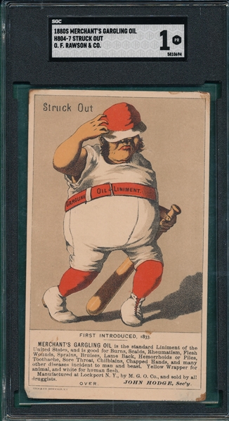 1880s H804-7 Struck Out, Merchants Gargling Oil, SGC 1