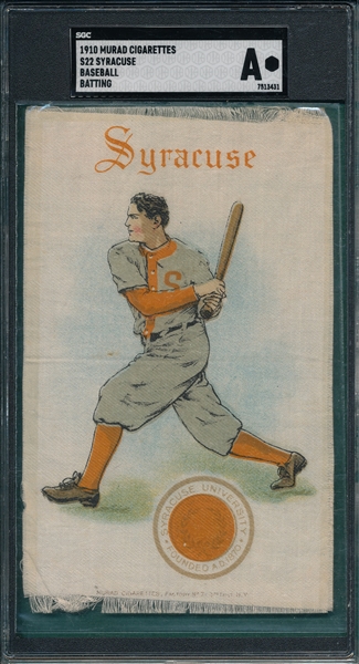 1910 S22 Silk, Syracuse, Baseball, Batting, Murad Cigarettes, SGC Authentic