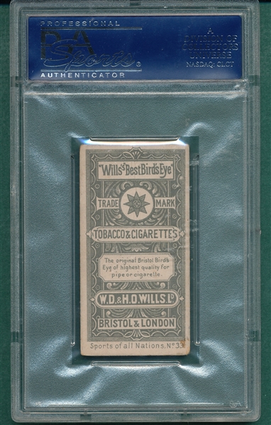 1900 W. D. & H. O. Wills, #33 Baseball-America, Sports of all Nations, PSA 3