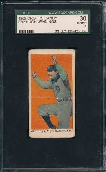 1909 E92 Hugh Jennings Crofts Candy SGC 30