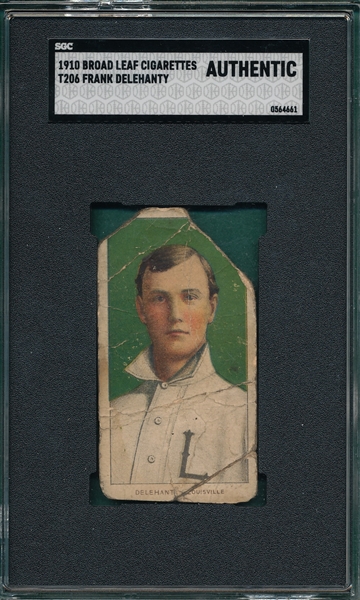 1909-1911 T206 Delehanty, Frank, Broad Leaf Cigarettes SGC Authentic