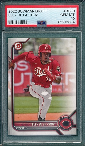 2022 Bowman Draft #BD80 Elly De La Cruz, PSA 10 *Gem Mint* *Rookie*