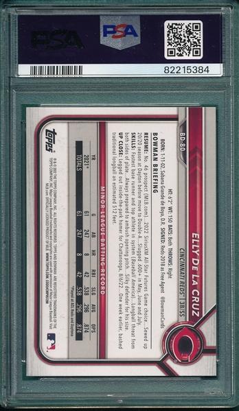 2022 Bowman Draft #BD80 Elly De La Cruz, PSA 10 *Gem Mint* *Rookie*