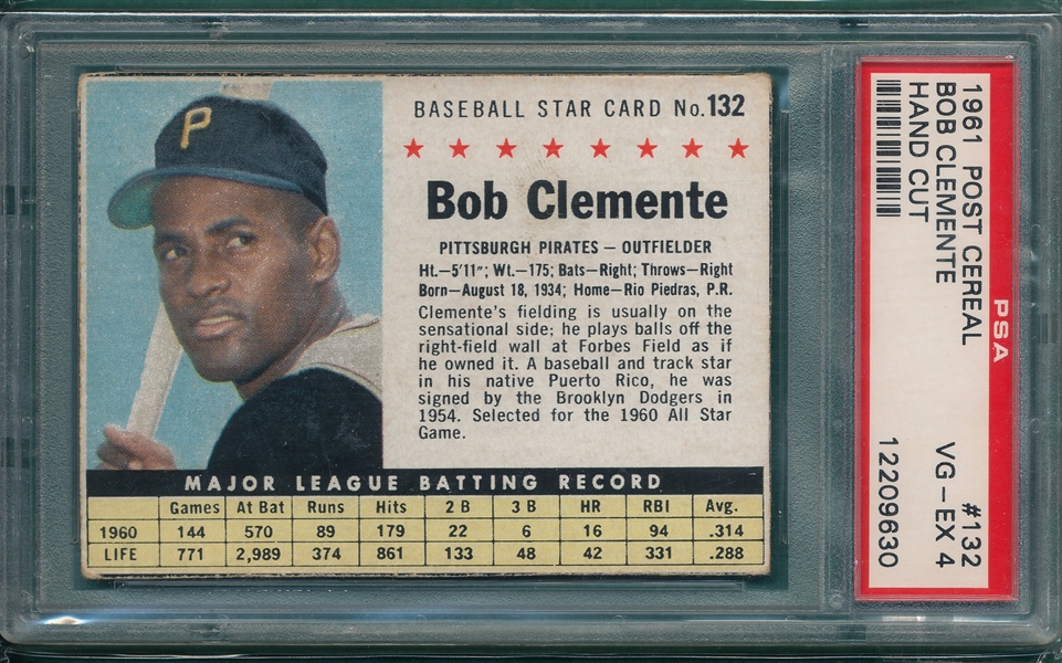 1961 Post #132 Roberto Clemente PSA 4