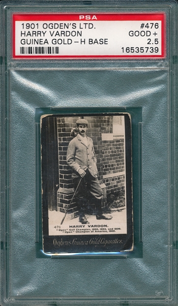 1901 Ogden's Limited, Harry Vardon, Guinea Gold - H Base, PSA 2.5