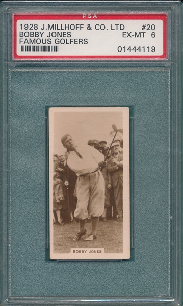 1928 J. Millhoff & Co., #20 Bobby Jones, Famous Golfers, PSA 6