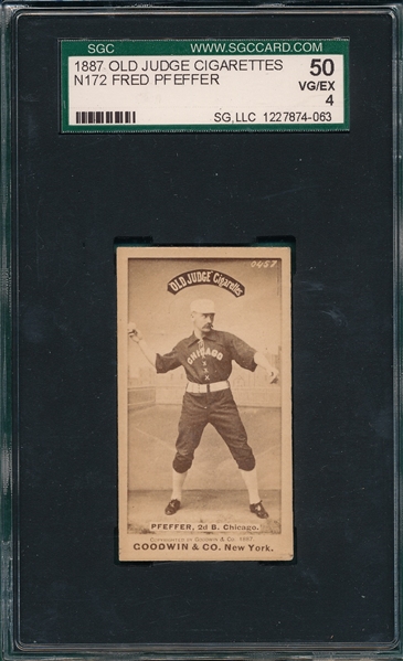 1887 N172 #366-2 Fred Pfeffer Old Judge Cigarettes SGC 50