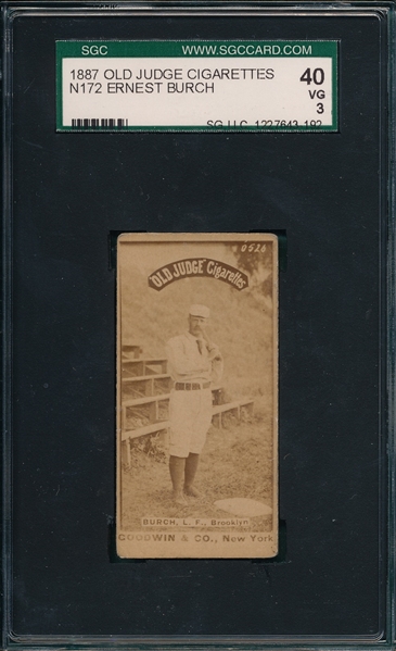 1887 N172 #051-6 Ernest Burch Old Judge Cigarettes SGC 40