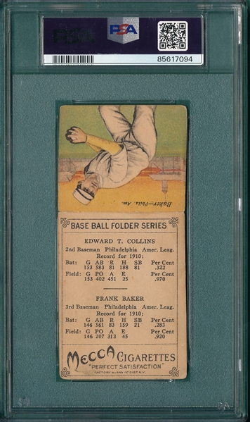 1911 T201 Collins/Baker Mecca Cigarettes PSA 2