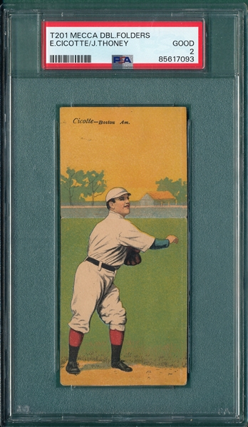 1911 T201 Cicotte/Thoney Mecca Cigarettes PSA 2