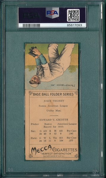 1911 T201 Cicotte/Thoney Mecca Cigarettes PSA 2