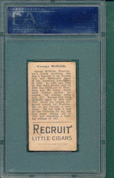 1912 T207 McBride Recruit Little Cigars PSA 4