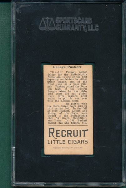 1912 T207 Paskert Recruit Little Cigars SGC 40