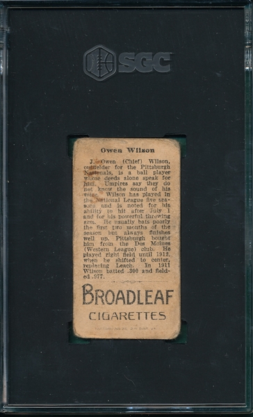 1912 T207 Wilson Broad Leaf Cigarettes SGC 1.5