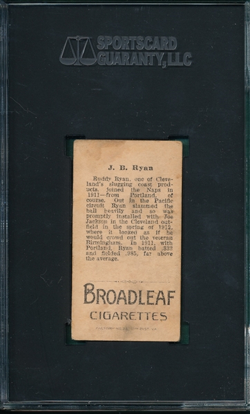 1912 T207 Ryan Broad Leaf Cigarettes SGC 2.5