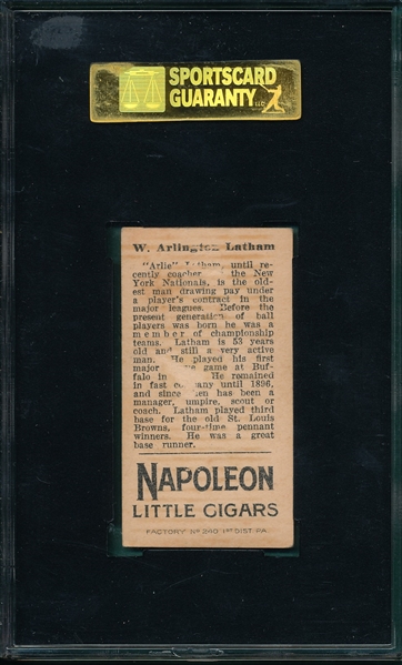 1912 T207 Latham Napoleon Cigars SGC 20