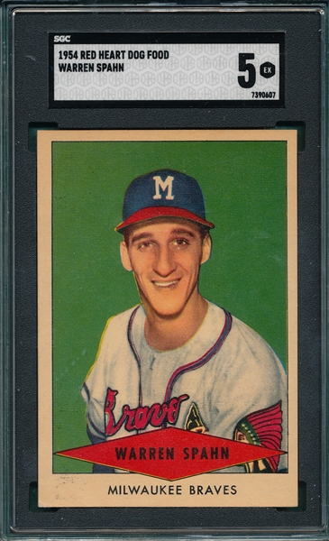 1954 Red Heart Warren Spahn SGC 5