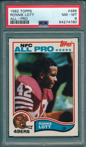 1982 Topps Football #486 Ronnie Lott PSA 8 *Rookie*