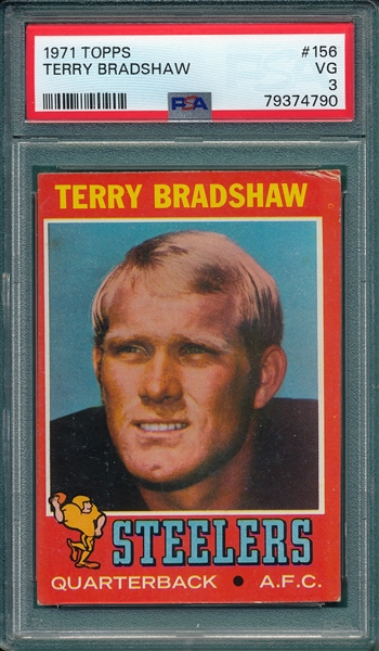 1971 Topps Football #156 Terry Bradshaw PSA 3 *Rookie*