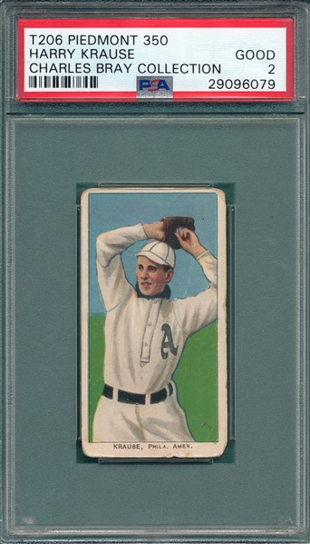 1909-1911 T206 Krause, Pitching, Piedmont Cigarettes, PSA 2