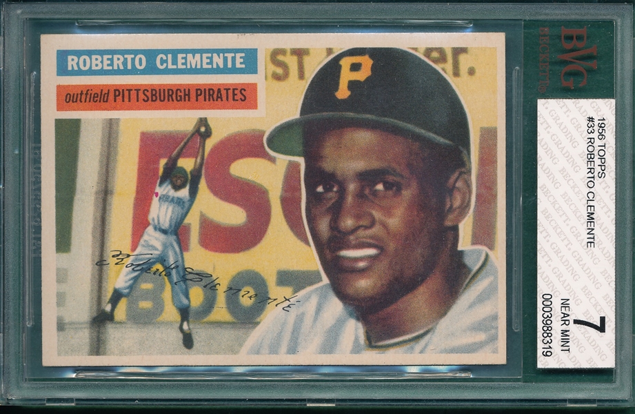 1956 Topps #33 Roberto Clemente BVG 7 *White*