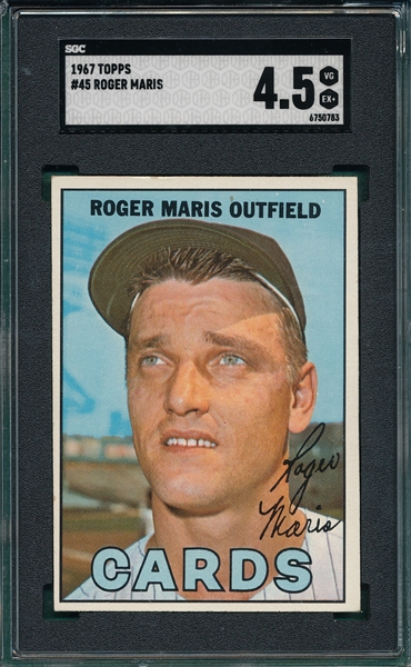 1967 Tops #45 Roger Maris SGC 4.5