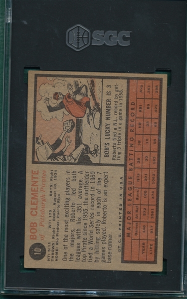 1962 Topps #10 Bob Clemente SGC 5.5