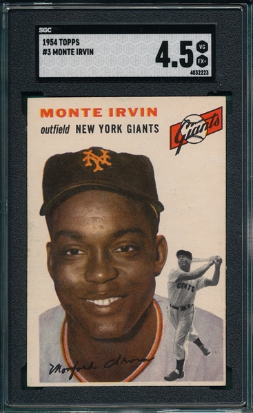 1954 Topps #3 Monte Irvin SGC 4.5