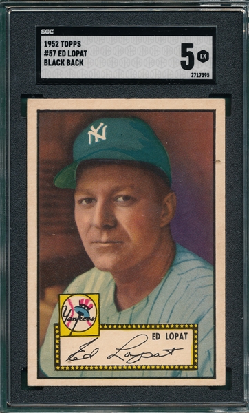 1952 Topps #57 Ed Lopat SGC 5 *Black Back*