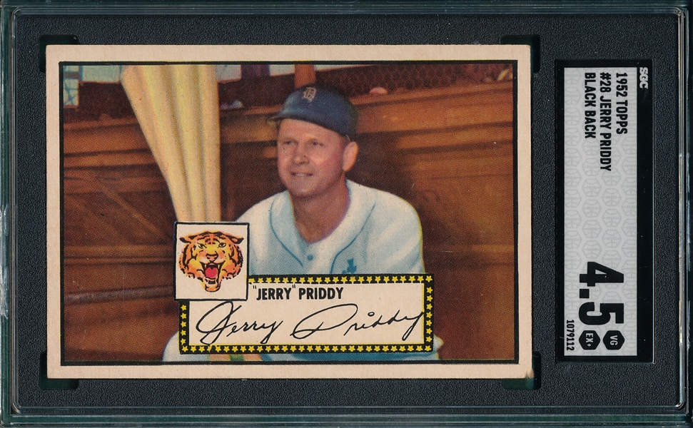 1952 Topps #28 Jerry Priddy SGC 4.5 *Black Back*