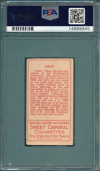 1911 T205 Gray, No Stats, Sweet Caporal Cigarettes PSA 4