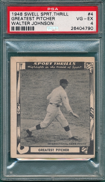 1948 Swell Sport Thrills #4 Walter Johnson PSA 4