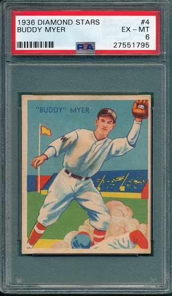 1934-36 Diamond Stars #4 Buddy Myer PSA 6