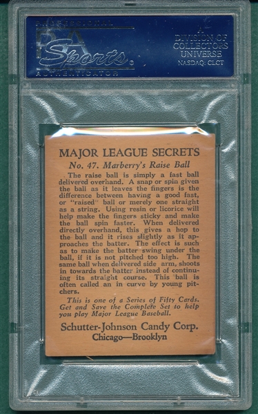 1935 Schutter-Johnson #47 Firpo Marberry PSA 5