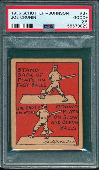 1935 Schutter-Johnson #37 Joe Cronin PSA 2.5