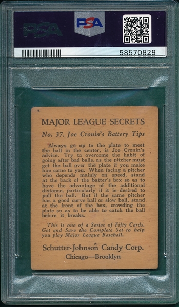 1935 Schutter-Johnson #37 Joe Cronin PSA 2.5