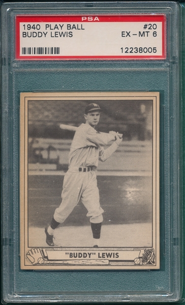 1940 Play Ball #20 Buddy Lewis PSA 6