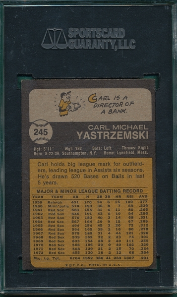 1973 Topps #245 Carl yastrzemski SGC 84