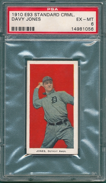 1910 E93 Jones, Davy, Standard Caramel CO. PSA 6