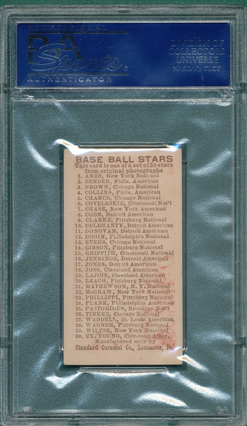 1910 E93 Jones, Davy, Standard Caramel CO. PSA 6