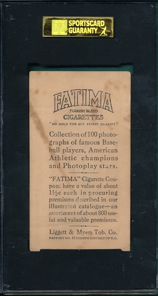 1914 T222 George Chalmers Fatima Cigarettes SGC 40