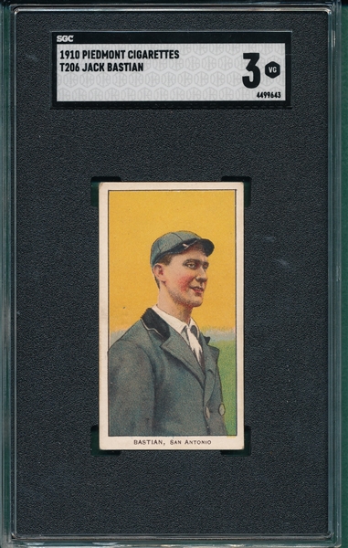 1909-1911 T206 Bastian Piedmont Cigarettes SGC 3 *Southern League*