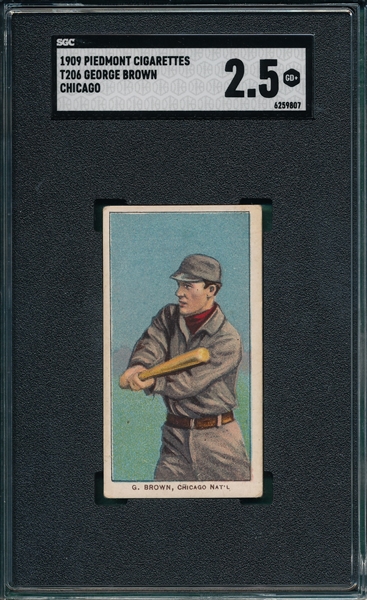 1909-1911 T206 Brown, Chicago, Piedmont Cigarettes SGC 2.5