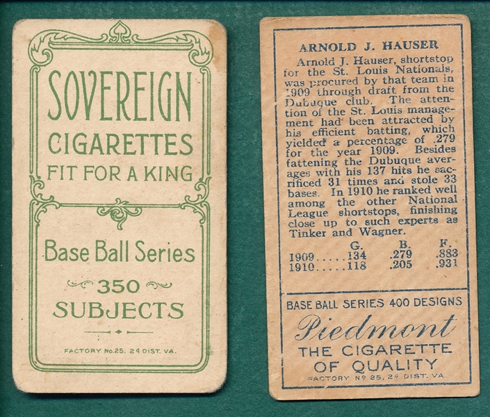 1909-1911 T206 Berger & T205 Hauser, Lot of (2)