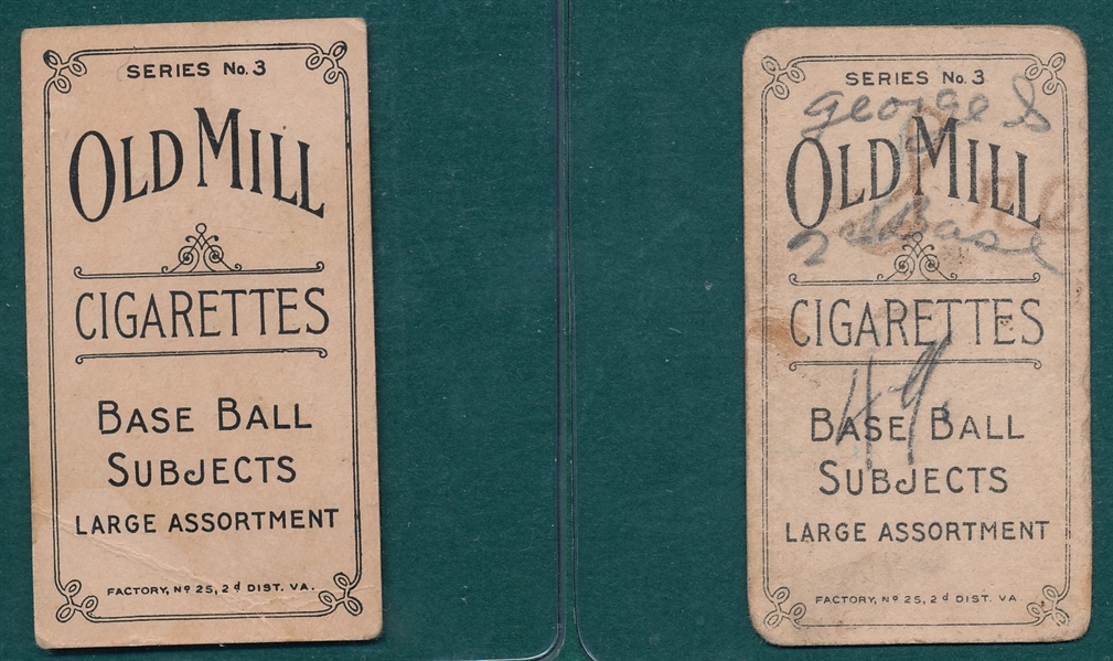 1910 T210-3 Carlin & Smith, Lot of (2), Old Mill Cigarettes