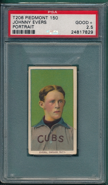 1909-1911 T206 Evers, Portrait, Piedmont Cigarettes PSA 2.5