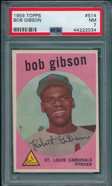 1959 Topps #514 Bob Gibson PSA 7 *Hi #* *Rookie*